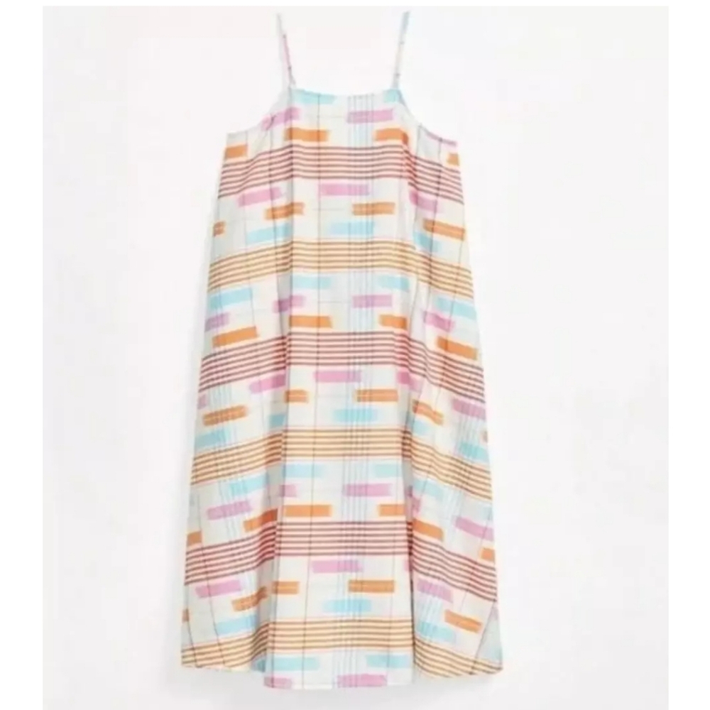 LOU & GREY x Loft Square Neck Abstract Print Tank Flowy Cotton Midi Dres…